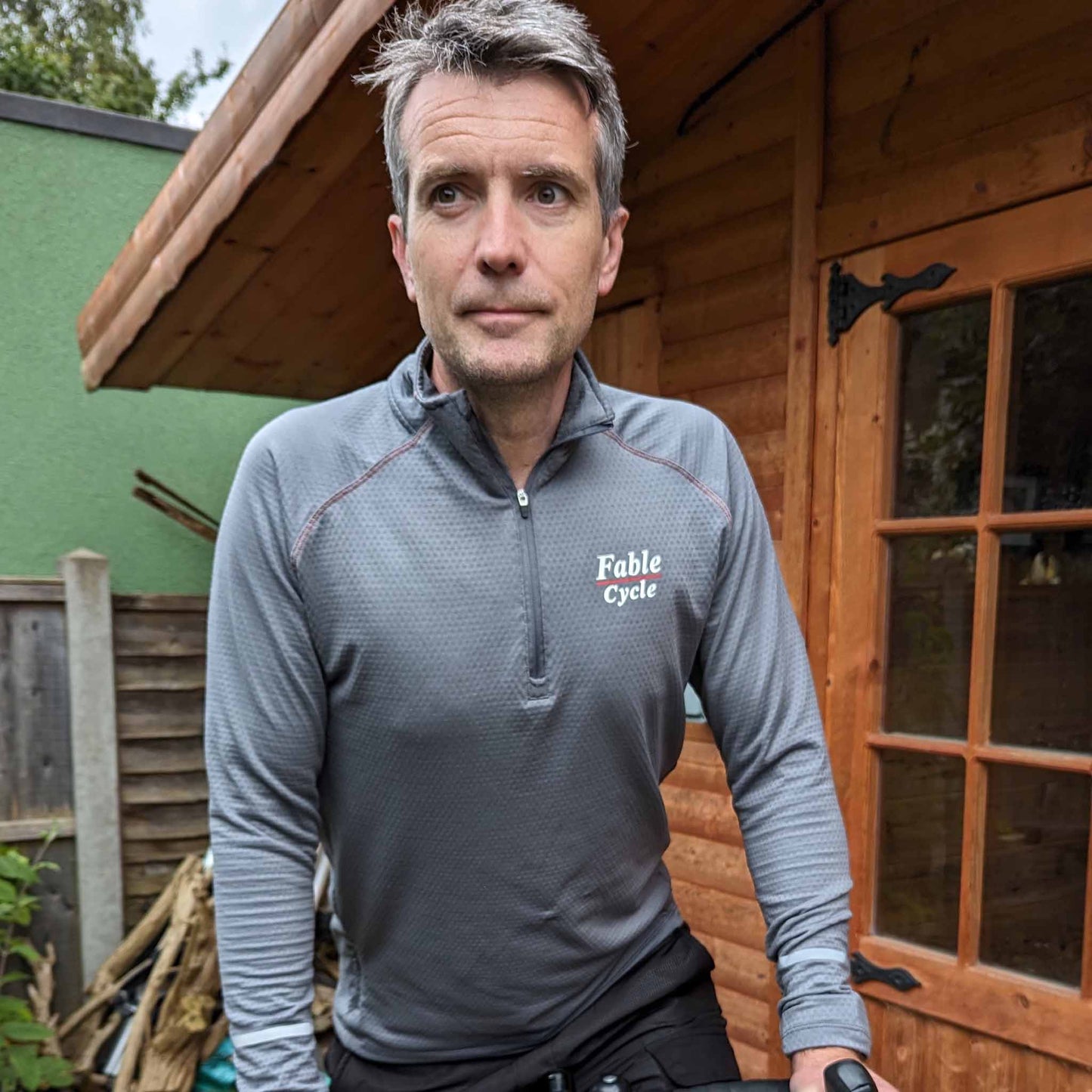 Fablecycle long-sleeve zip-up cycling top: on bike